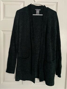 Matty M Dark Green Open-Front Women's size small Cardigan Sweater